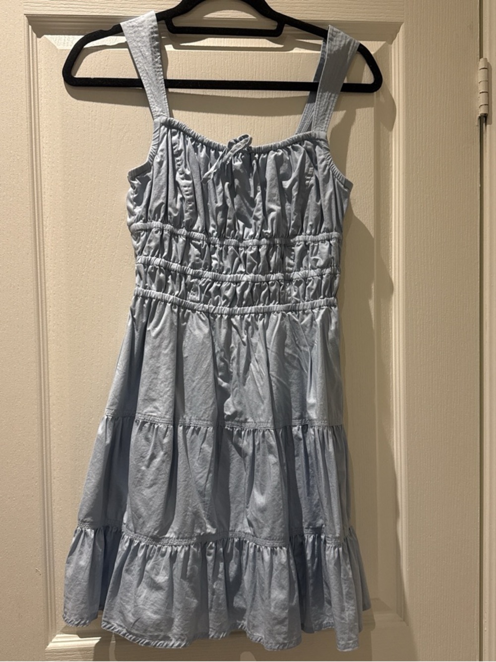 Light Blue Tiered Sundress with Smocked Bodice